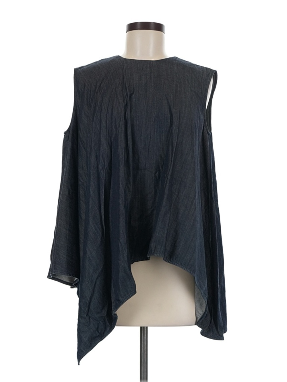 Sleeveless Asymmetrical Navy Draped Dress